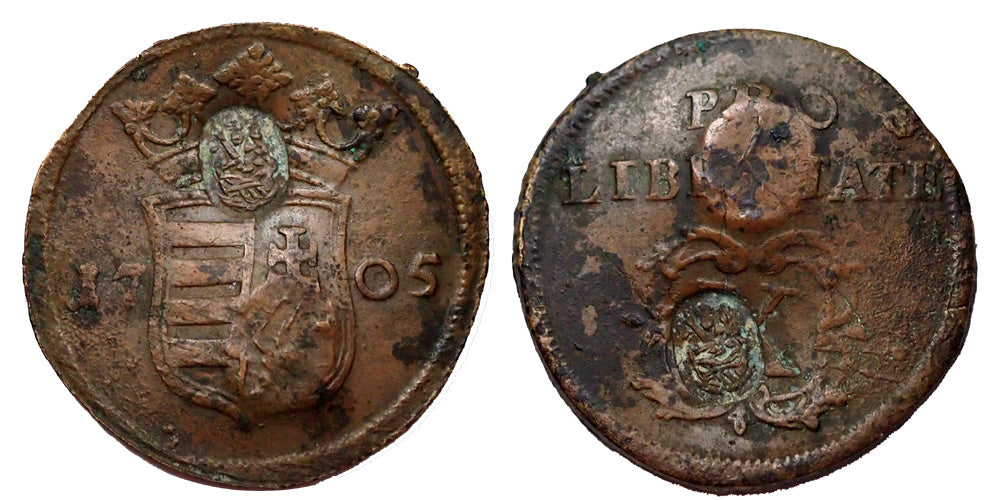 II.Rákóczi Ferenc X poltura 1705 két ellenjeggyel R!