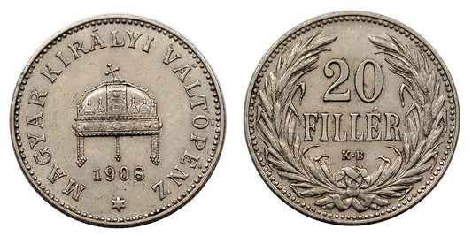 Ferenc József 1848-1916 20 fillér 1908 KB